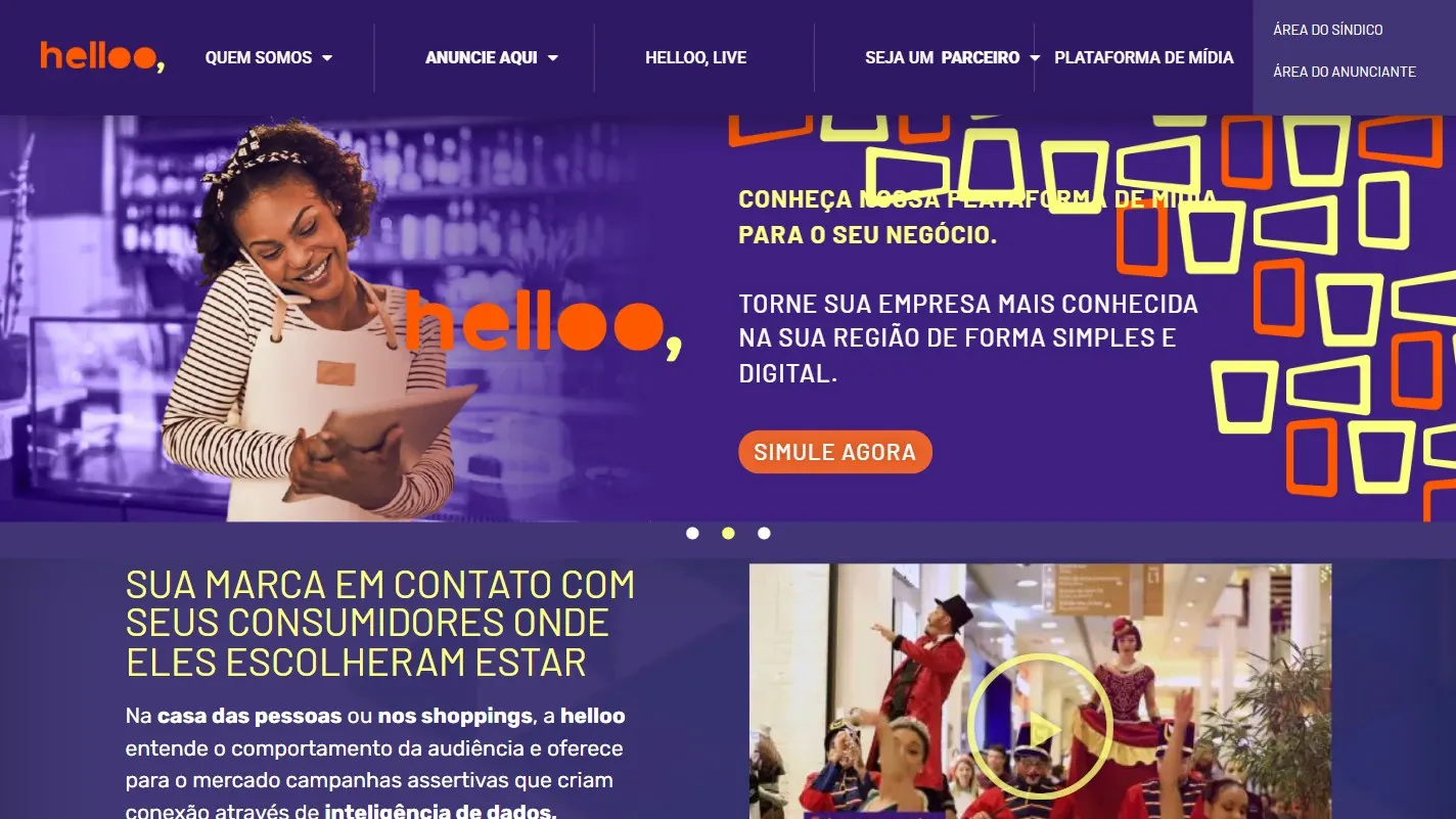 Página inicial do site da Helloo